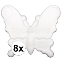 Rayher hobby materialen 8x stuks piepschuim vlinders van 12,5 cm Wit