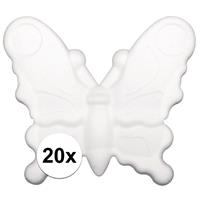 Rayher hobby materialen 20x stuks piepschuim vlinders van 12,5 cm Wit