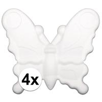 Rayher hobby materialen 4x stuks piepschuim vlinders van 12,5 cm Wit