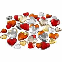 Valentijn - 2x zakje Hartjes strass steentjes rood mix totaal 720 stuks Multi