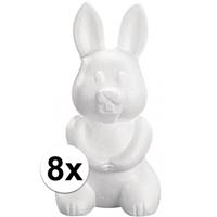 Rayher hobby materialen 8x Piepschuim haas/konijn 23 cm Wit