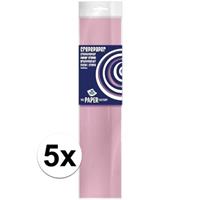 Haza 5x Crepe papier plat licht roze 250 x 50 cm knutsel materiaal Roze