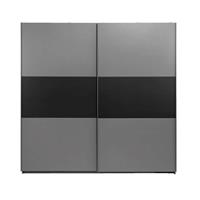 Leen Bakker Schuifdeurkast Napoli antraciet/zwart softclose - 210x215x60 cm