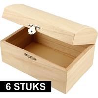 6x Houten kistjes onbedrukt 16 cm Bruin