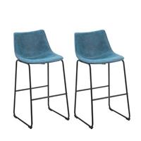 beliani Bequeme und stilvolle Barstühle im Retro-Design 2er Set blau Franks - Blau
