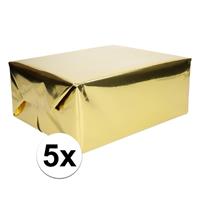Shoppartners 5x Inpakpapier/cadeaupapier goud metallic 400 x 50 cm op rol Goudkleurig
