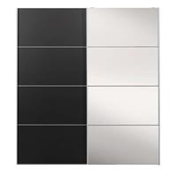 Leen Bakker Schuifdeurkast Verona wit - zwart/spiegel - 200x182x64 cm