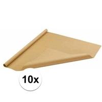 Shoppartners 10x Inpakpapier/cadeaupapier bruin 500 x 70 cm op rol Bruin