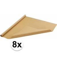 Shoppartners 8x Inpakpapier/cadeaupapier bruin 500 x 70 cm op rol Bruin