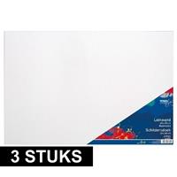Toppoint 3x Canvas schildersdoeken 40 x 60 cm zware kwaliteit Wit