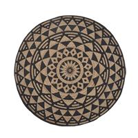 Beliani - Runder Teppich mit orientalischem Muster in Schwarz Jute 120 cm Alakir - Beige