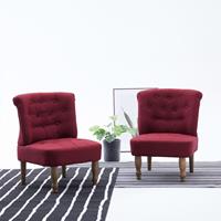 vidaXL Französische Stühle 2 Stk. Weinrot Stoff Rot