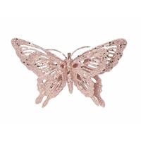 Decoratie vlinder roze 15 x 11 cm Roze
