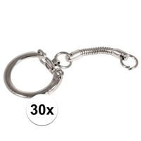 30x Hobby sleutelhangers/ringen met ketting en clipsluiting Zilver