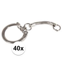 40x Hobby sleutelhangers/ringen met ketting en clipsluiting Zilver