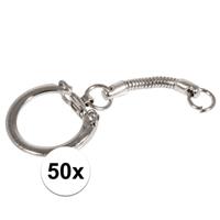 50x Hobby sleutelhangers/ringen met ketting en clipsluiting Zilver