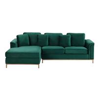 Beliani Elegante hoekbank in groen fluweel / velvet met chaise longue aan rechter zijde