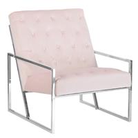 Beliani Design fauteuil chroom met roze fluweel HARSTAD