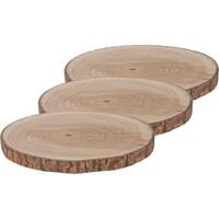 3x Woondecoratie ronde boomschijven 40 cm van Paulowna hout Bruin