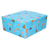 Bellatio 10x Sinterklaas inpakpapier/cadeaupapier lichtblauw 250 x 70 cm Multi