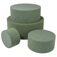 Rayher hobby materialen 10x Ronde groene steekschuim/oase blokken nat 10 x 6 cm Groen