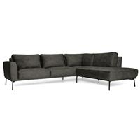 HomingXL Loungebank Tulp chaise longue rechts leer Colorado antraciet 01 2,70 x 2,24 mtr breed