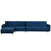Beliani Royale, stijlvolle hoekbank chaise longue rechts fluweel marine-blauw ABERDEEN