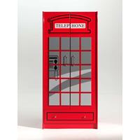 Vipack 2-deurs kledingkast Telefooncel London - rood - 190x90x56 cm