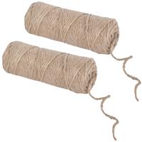 2x Jute garen/draad naturel op spoel 50 meter x 3,5 mm Beige