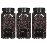 Mica Decorations 3x Decoratie/hobby steentjes donker bruin 650 ml Bruin