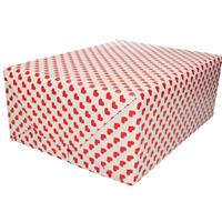 Bellatio 2x Inpakpapier/cadeaupapier rode hartjes print 200 x 70 cm Rood