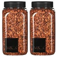 Mica Decorations 2x Decoratie/hobby steentjes mini terracotta 650 ml Bruin