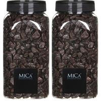 Mica Decorations 2x Decoratie/hobby steentjes donker bruin 650 ml Bruin