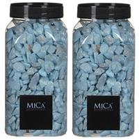 Mica Decorations 2x Decoratie/hobby steentjes licht blauw 650 ml Blauw