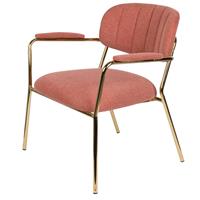 Livingstone Design Parton Fauteuil goud onderstel met arm roze