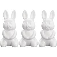 3x Piepschuim konijnen/hazen decoraties 24 cm hobby Wit