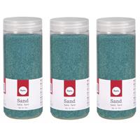 Rayher hobby materialen 3x Fijn decoratie zand turquoise 475 ml Turquoise