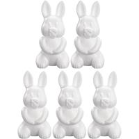 5x Piepschuim konijnen/hazen decoraties 24 cm hobby Wit