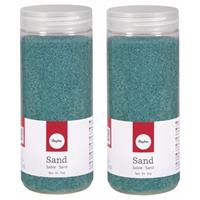 Rayher hobby materialen 2x Fijn decoratie zand turquoise 475 ml Turquoise