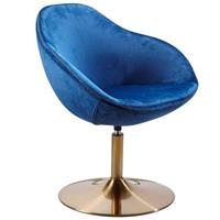 Wohnling Loungesessel SARIN Samt 70x79x70 cm Drehstuhl Clubsessel Polsterstuhl Cocktailsessel blau