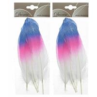 12x Blauw/roze/witte sierveren 18 cm decoraties Multi