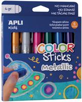 Apli Kids plakkaatverf Color sticks, metallic, blister met 6 stuks
