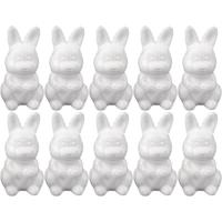 10x Piepschuim konijnen/hazen decoraties 8 cm hobby Wit