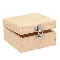 3x stuks vierkant houten kistje 7 x 7 x 4 cm Bruin