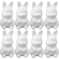 8x Piepschuim konijnen/hazen decoraties 8 cm hobby Wit