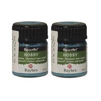Rayher hobby materialen 2x Turquoise acrylverf/allesverf potjes 15 ml hobby/knutsel Turquoise