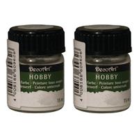 Rayher hobby materialen 2x Witte acrylverf/allesverf potjes 15 ml hobby/knutselmateriaal Wit