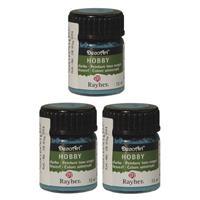 Rayher hobby materialen 3x Turquoise acrylverf/allesverf potjes 15 ml hobby/knutsel Turquoise