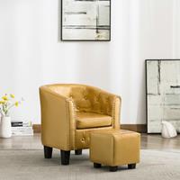 vidaXL Sessel Sessel mit Fußhocker Glänzendes Golden Kunstleder (1-St)