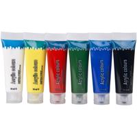 Artist & Co Acrylverf in 6 kleuren tube 75 ml hobby/knutsel Multi